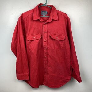 Woolrich Shirt Mens Large Red Button Up‎ Double Pocket Casual Outdoor Workwear